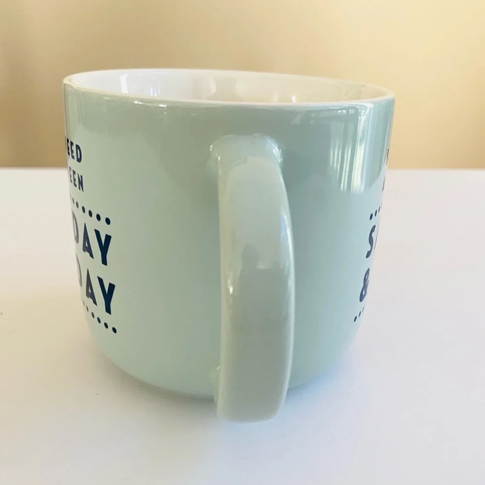 Threshold Stoneware Coffee Mug Need A Day Between Saturday And Sunday Blue Aqua